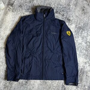 Ferrari Mens Navy Blue Lightweight Zip Up Windbreaker Jacket Shield Logo Small